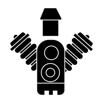 Car engine  icon, vector illustration, black sign on isolated background Stock Illustration