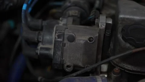 Car Engine Inspection in Workshop Stock Footage 345566681