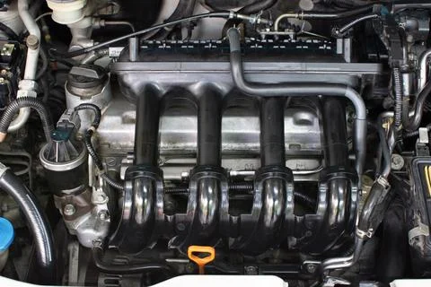 Car Engine Intake Manifold Closeup 스톡 사진