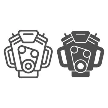 Car engine line and glyph icon. Motor vector illustration isolated on white イラスト素材
