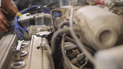 Car engine maintenance. Stock Footage 106679745