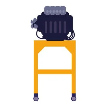 Car engine in mechanic workshop Stock Illustration