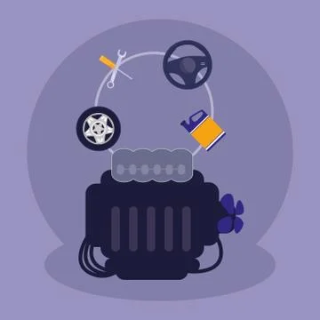 Car engine mechanic workshop Illustrazione stock