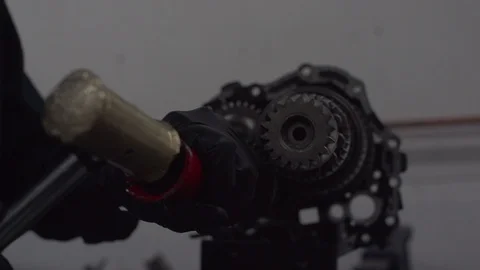 Car Engine in Metal Workshop 001 Stock Footage 107748248