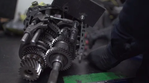 Car Engine in Metal Workshop 004 Stock Footage 107748226
