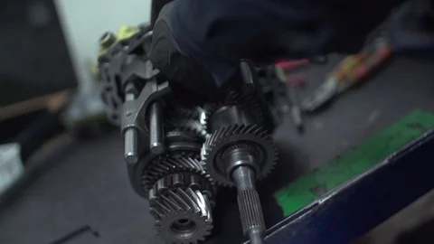 Car Engine in Metal Workshop 005 Stock Footage 107748245