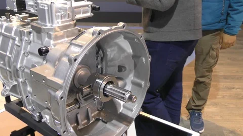 Car Engine model on display with metalic colors Stock Footage 126769422