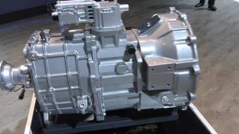Car engine model on display at one public place Stock Footage 126768414