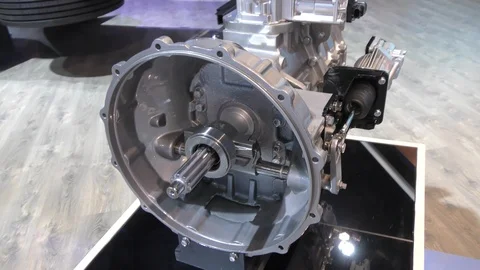 Car engine model which is bare with metal. Stock Footage 126768750