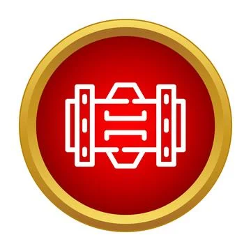 Car engine part icon in golden frame Stock Illustration
