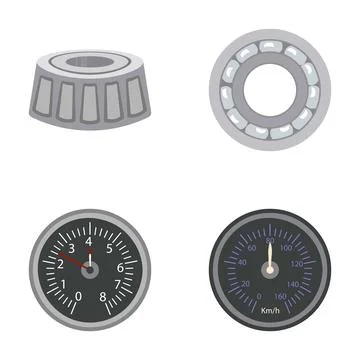 Car engine parts and dashboard gauges set Stock Illustration