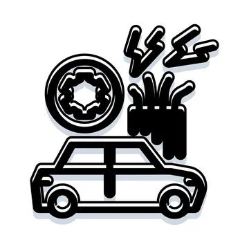 Car engine parts with spark plug icon Illustrazione stock