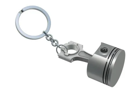 Car engine piston keychain. 3D rendering Stock Illustration