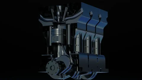 Car engine pistons on black background. Video stock 134328610