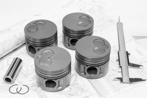 Car engine pistons Foto stock