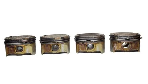 Car engine pistons set. partially disassembled. equipped with gap rings, sh.. Stock Photos