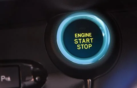 Car engine push start or stop button Stock Photos