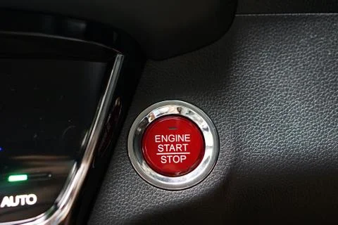 Car engine push start stop button ignition remote starter Stock Photos