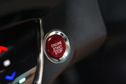 Car engine push start stop button ignition remote starter Stock Photos