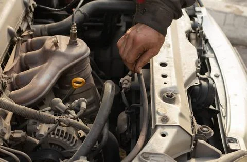 Car engine repair, engine design. Foto stock