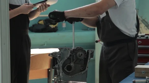 Car engine repair Stock Footage 100963273