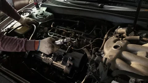 Car engine repair Stock Footage 255825262