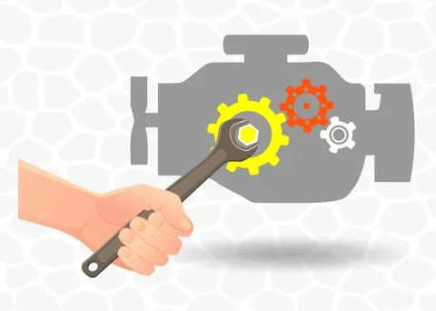 Car engine repair. Stock Illustration