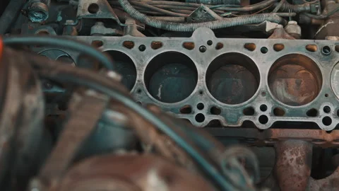 Car Engine Repair in Workshop – Mechanic Working with Tools Video stock 306502322