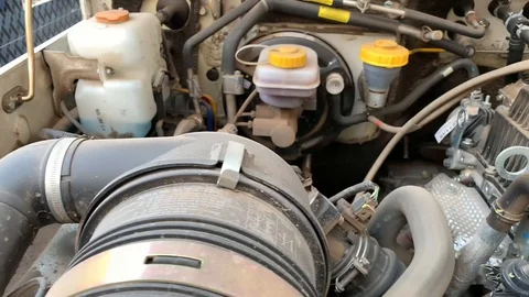 Car Engine running camera pan. Stock Footage 125009535