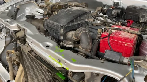 Car engine in running condition to check overheating, engine overheating Stock Footage 163371644