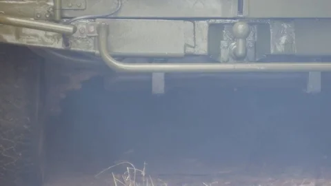 The car with the engine running. Smoke. Video stock 83002230