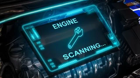 Car engine scanning interface display Stock Illustration