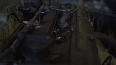 Car Engine spark plug in Metal Workshop 002 Stock Footage 107748341