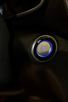 Car engine start and stop button. Modern transportation. Foto stock