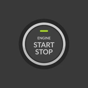 Car engine start stop button ignition. Push circle button engine stop start 스톡 일러스트