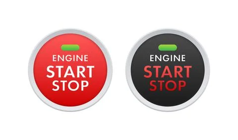 Car engine start stop button. Starting and stopping switch for motor vehicles. 스톡 일러스트