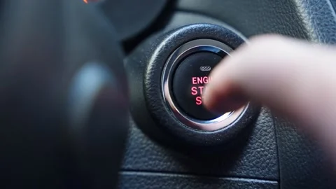 Car Engine Starting With Push Button Ignition Close Up Stock Footage 325771534