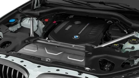 Car engine in studio close up Alpine White 2019 BMW X4 M40i Stock Footage 160060876