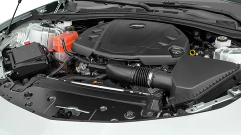 Car engine in studio close up Blade Silver Metallic 2016 Chevrolet Camaro 1LT Video stock 159887759