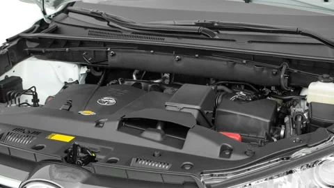 Car engine in studio close up Blizzard Pearl 2017 Toyota Highlander LE Plus Stock Footage 159925226