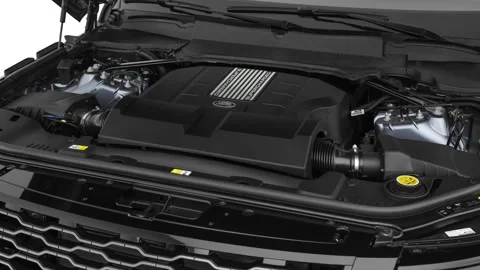 Car engine in studio close up Byron Blue 2019 Land Rover Range Rover LS Stock Footage 160031585