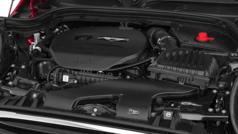 Car engine in studio close up Chili Red 2019 Mini Convertible Cooper Stock Footage 160020149