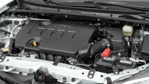 Car engine in studio close up Classic Silver Metallic 2017 Toyota Corolla LE Stock Footage 159918353