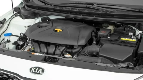 Car engine in studio close up Clear White 2017 Kia Forte5 LX Stock Footage 159928835