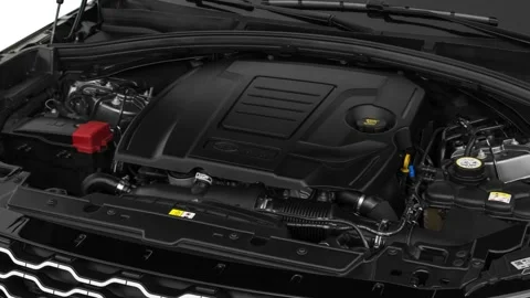 Car engine in studio close up Corris Gray 2018 Land Rover Range Rover Velar S Stock Footage 159981184