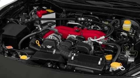 Car engine in studio close up Crystal Black Silica 2019 Subaru BRZ Limited Stock Footage 160027925
