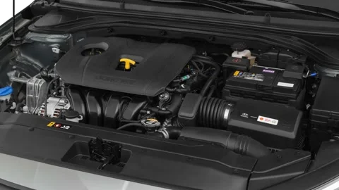 Car engine in studio close up Machine Gray Metallic 2019 Hyundai Elantra SEL Stock Footage 160041315