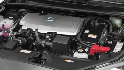 Car engine in studio close up Magnetic Gray Metallic 2020 Toyota Prius Limited Stock Footage 160089582