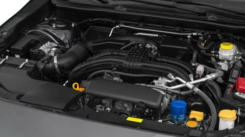 Car engine in studio close up Magnetite Gray Metallic 2019 Subaru Impreza 2.0i Stock Footage 160018407