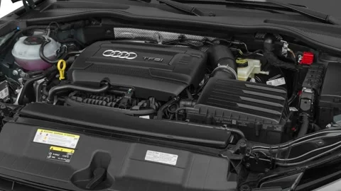 Car engine in studio close up Nano Gray Metallic 2019 Audi TT 2.0 TFSI Stock Footage 160070610